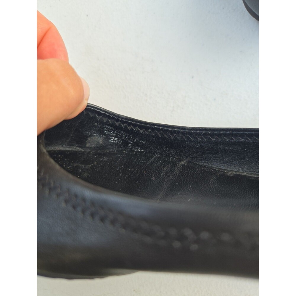 Tory Burch Reva Black Leather Ballet Flats Silver Tone Signature Logo size 5.5 - Picture 7 of 8